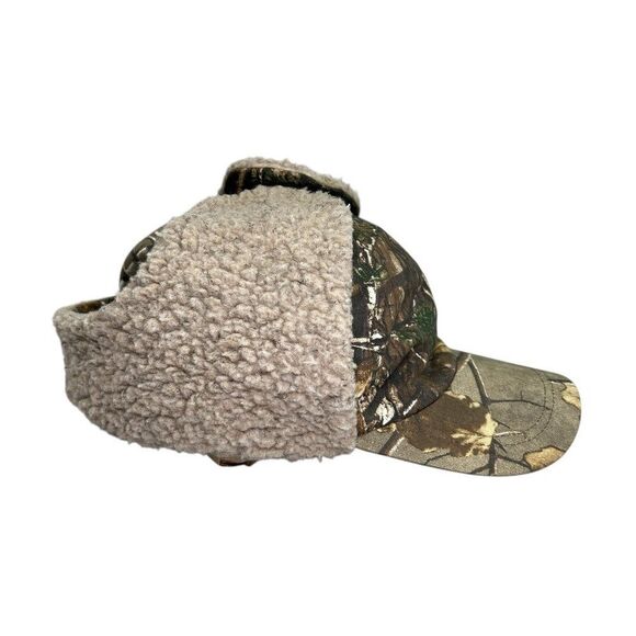 Berne Camo Ear Flap Hat Mens Realtree Fleece Lined Vintage Hunting Trapper Cap - Picture 6 of 15